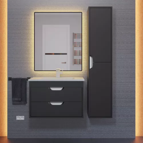 Тумба подвесная Uperwood Modul  черная матовая, Выбрать цвет: Черный матовый, Выбрать размер: 65, изображение 7