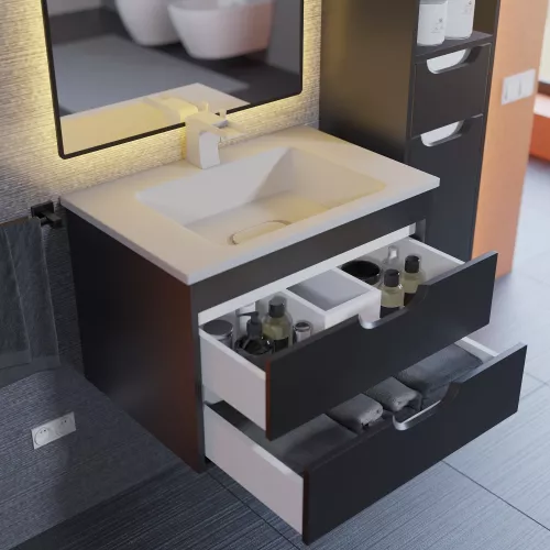 Тумба подвесная Uperwood Modul  черная матовая, Выбрать цвет: Черный матовый, Выбрать размер: 65, изображение 2