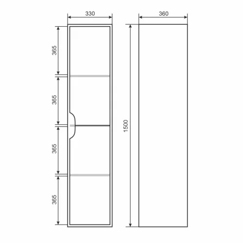 Шкаф-пенал подвесной Uperwood Modul 33х150 см, черный матовый, Выбрать цвет: Черный матовый, изображение 9