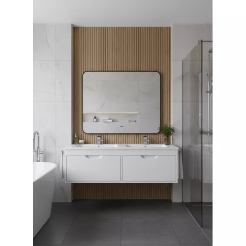 Тумба под двойную раковину Uperwood Modul 120 см, подвесная, матовая, белая, Выбрать цвет: Белый матовый, изображение 2