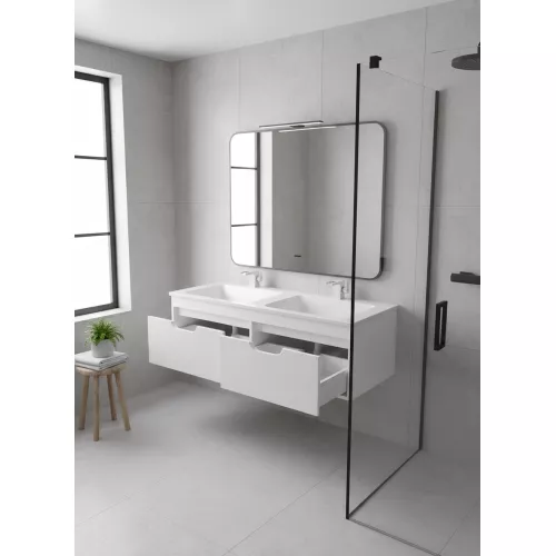 Тумба под двойную раковину Uperwood Modul 120 см, подвесная, матовая, белая, Выбрать цвет: Белый матовый, изображение 3