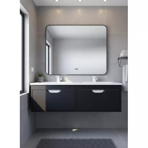 Тумба под двойную раковину Uperwood Modul 120 см, подвесная, матовая, черная, Выбрать цвет: Черный матовый, изображение 2