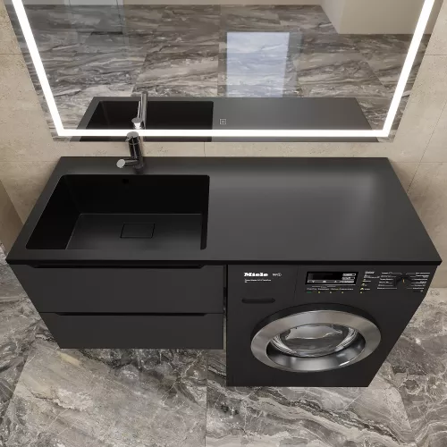 Раковина над стиральной машиной Uperwood Cosmos Quartz 120 см, левая/правая, уголь, Выбрать цвет: Уголь, Внешний вид: Крыло справа, изображение 2