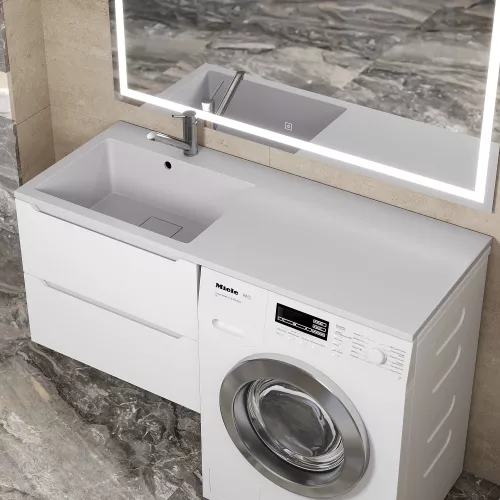 Раковина над стиральной машиной Uperwood Cosmos Quartz 120 см, левая/правая жасмин, Выбрать цвет: Жасмин, Внешний вид: Крыло справа