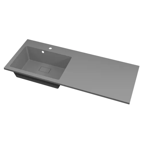 Раковина над стиральной машиной Uperwood Cosmos Quartz 120 см, левая/правая серый шелк, Выбрать цвет: Серый шелк, Внешний вид: Крыло справа, изображение 3