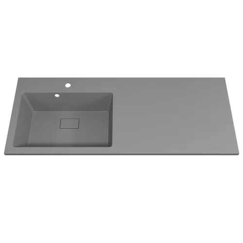 Раковина над стиральной машиной Uperwood Cosmos Quartz 120 см, левая/правая серый шелк, Выбрать цвет: Серый шелк, Внешний вид: Крыло справа, изображение 4