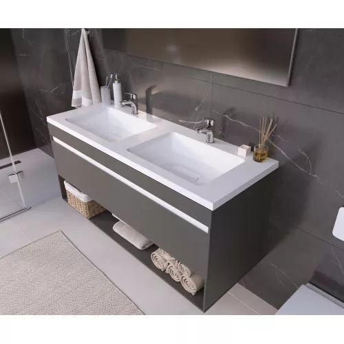 Раковина для ванной Uperwood Modul 122х45х12 см, белая глянцевая, изображение 6