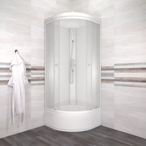 Душевая кабина Triton УЛЬТРА  В (средний)  стекло прозрачное, Цвет профиля: Белый, Тип поддона: Средний, Выбрать размер: 80х80, изображение 3