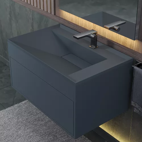 Раковина для ванной кварцевая Uperwood Lotus Quartz  серая матовая (бетон), Выбрать цвет: Бетон, Выбрать размер: 80, изображение 2