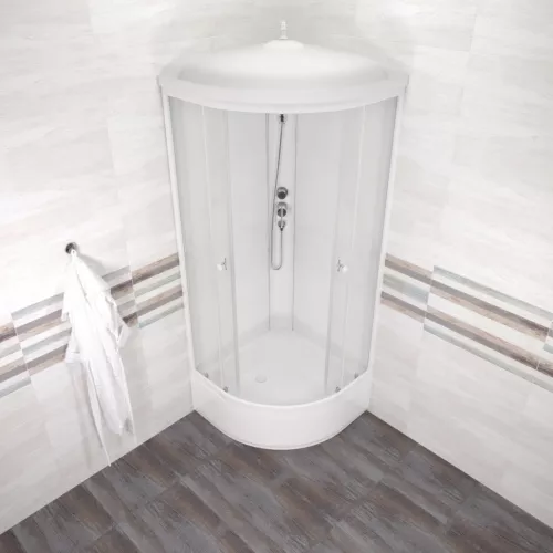 Душевая кабина Triton УЛЬТРА  В (средний)  стекло прозрачное, Цвет профиля: Белый, Тип поддона: Средний, Выбрать размер: 80х80, изображение 4