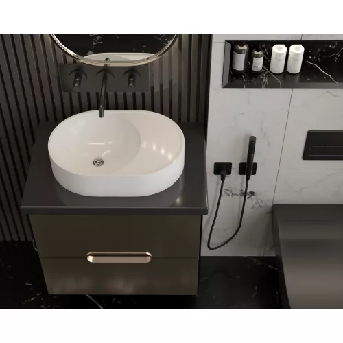 Раковина накладная для ванной Uperwood Luna 50х35х10 см, овальная, белая глянцевая, изображение 2