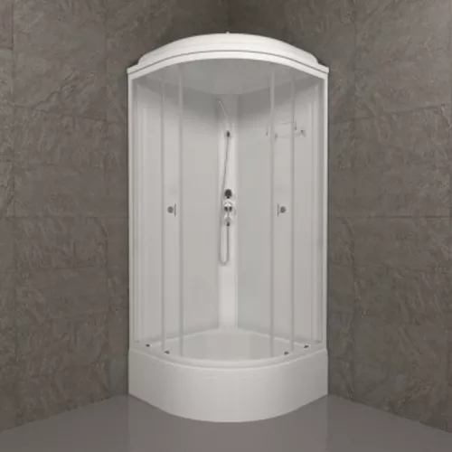 Душевая кабина Triton УЛЬТРА  В (средний)  стекло прозрачное, Цвет профиля: Белый, Тип поддона: Средний, Выбрать размер: 80х80, изображение 2