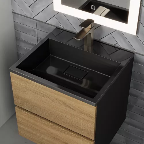 Раковина для ванной 50 см, Uperwood Barsa, черная глянцевая, Выбрать цвет: Черный, Выбрать размер: 50, изображение 6