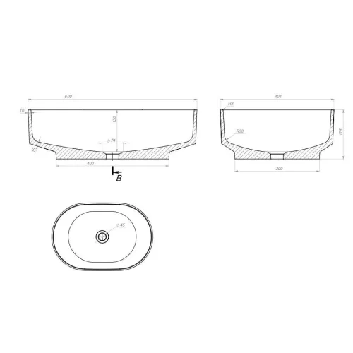 Раковина для ванной накладная Uperwood Aura 60 см, овальная, белая, изображение 5