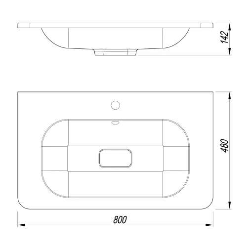 Раковина для ванной 80 см, Uperwood Fate, с декоративной накладкой для слива, изображение 3