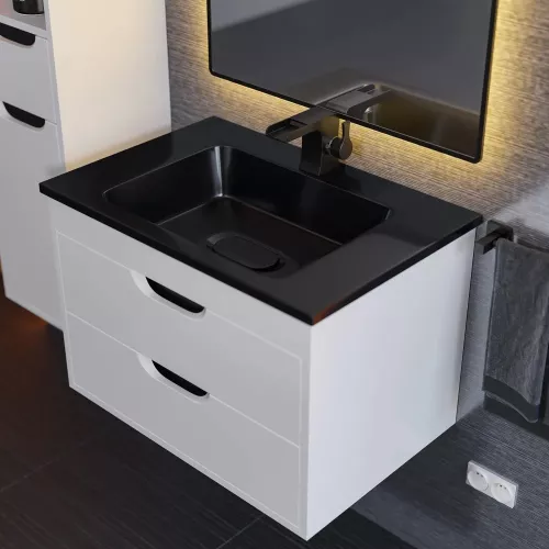 Раковина для ванной Uperwood Modul 65 см, черная глянцевая, Выбрать цвет: Черный, Выбрать размер: 65, изображение 3