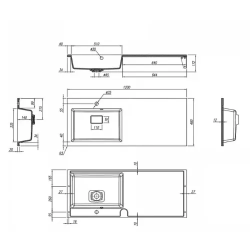 Раковина над стиральной машиной Uperwood Cosmos Quartz 120 см, левая/правая серый шелк, Выбрать цвет: Серый шелк, Внешний вид: Крыло справа, изображение 6