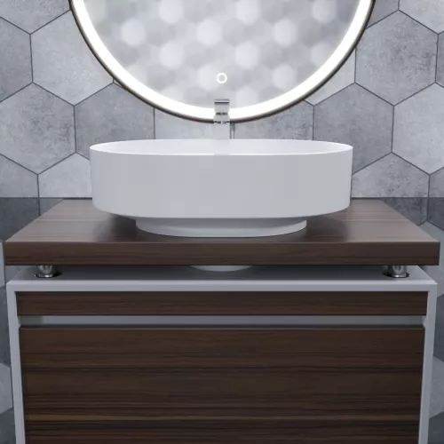 Раковина для ванной накладная Uperwood Aura 60 см, овальная, белая, изображение 3