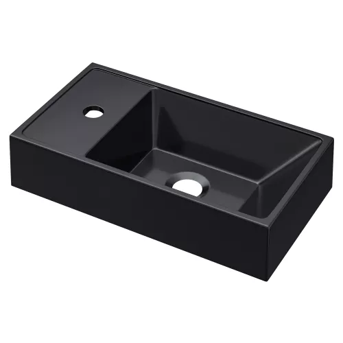 Раковина для ванной 40 см, Uperwood Classic New, черная глянцевая, с накладкой для слива