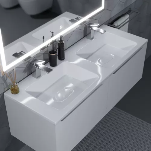 Раковина для ванной Uperwood Modul 122х45х12 см, белая глянцевая, изображение 5