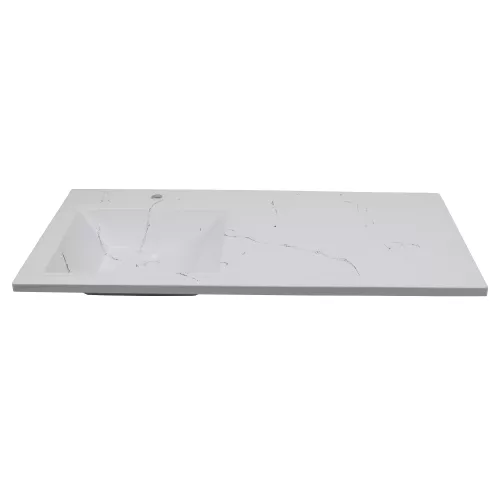 Раковина над стиральной машиной Uperwood Марсал 120х48,6х15 см, белый мрамор, левая, крыло справа, Выбрать цвет: белый мрамор, Внешний вид: Крыло справа, изображение 3