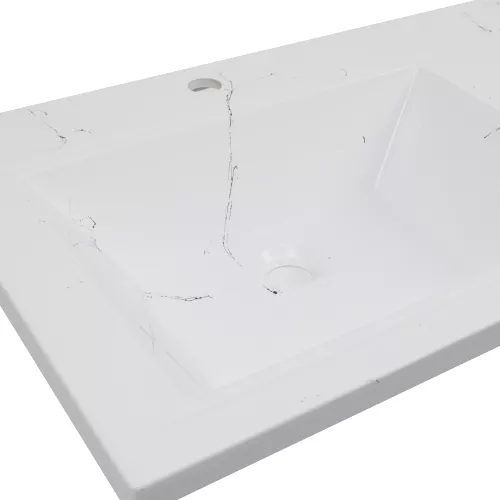 Раковина над стиральной машиной Uperwood Марсал 120х48,6х15 см, белый мрамор, левая, крыло справа, Выбрать цвет: белый мрамор, Внешний вид: Крыло справа, изображение 2