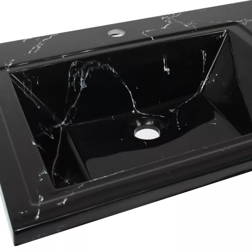 Раковина над стиральной машиной Uperwood Марсал 120х48,6х15 см, черный мрамор, левая, крыло справа, Выбрать цвет: черный мрамор, Внешний вид: Крыло справа, изображение 2