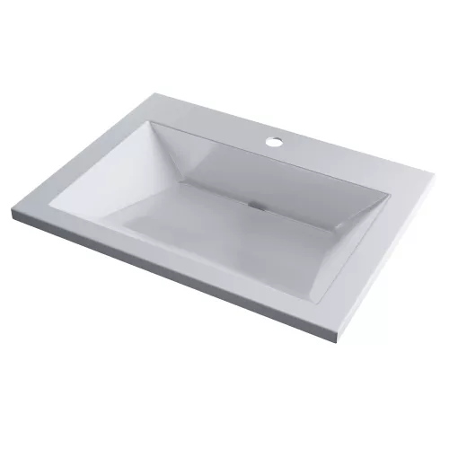 Раковина для ванной  Uperwood Olivia, с щелевым сливом, белая глянцевая, Выбрать цвет: Белый, Выбрать размер: 60