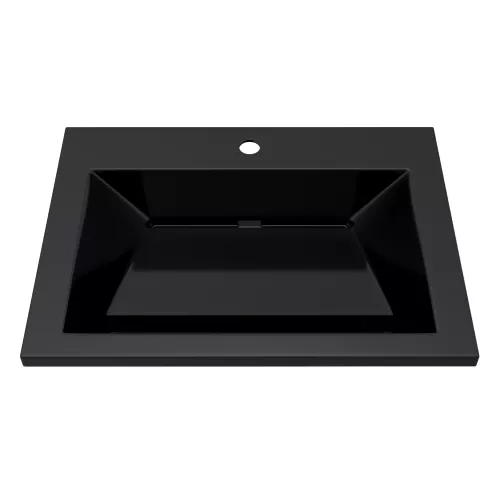 Раковина для ванной  Uperwood Olivia, с щелевым сливом, черная глянцевая, Выбрать цвет: Черный, Выбрать размер: 60, изображение 2