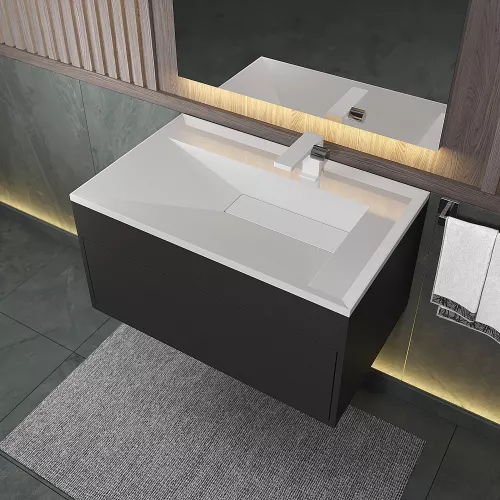 Раковина для ванной Uperwood Lotus Premium , белая глянцевая, Выбрать цвет: Белый глянцевый, Выбрать размер: 80, изображение 3