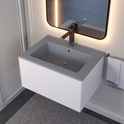 Раковина для ванной  Uperwood Parma Quartz, серая матовая, бетон, Выбрать цвет: Бетон, Выбрать размер: 65, изображение 3