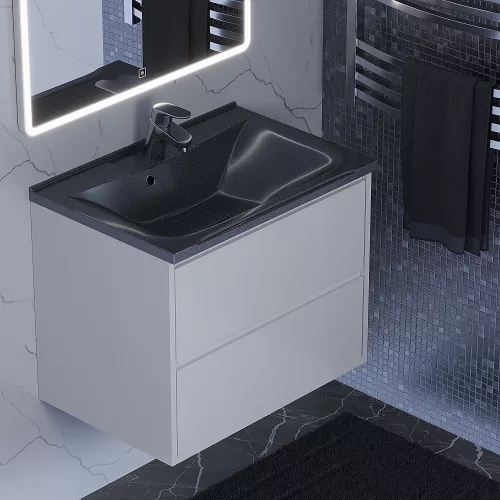 Раковина для ванной Uperwood Elen  черный , с накладкой для слива, Выбрать цвет: Черный, Выбрать размер: 65, изображение 3