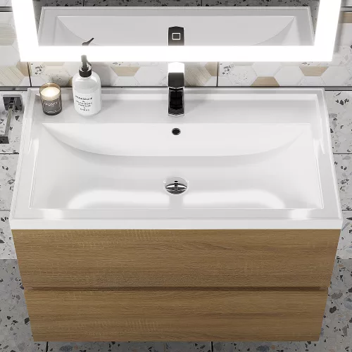 Раковина для ванной Uperwood Family, белая глянцевая, Выбрать цвет: Белый, Выбрать размер: 80, изображение 5