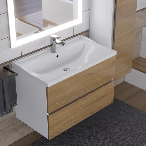 Раковина для ванной Uperwood Family, белая глянцевая, Выбрать цвет: Белый, Выбрать размер: 80, изображение 6