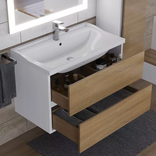 Раковина для ванной Uperwood Family, белая глянцевая, Выбрать цвет: Белый, Выбрать размер: 80, изображение 7