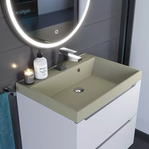 Раковина для ванной  Uperwood Classic Quartz, кварцевая, бежевая матовая, десерт, Выбрать цвет: Десерт, Выбрать размер: 60, изображение 6