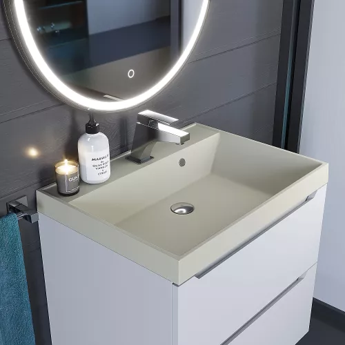 Раковина для ванной  Uperwood Classic Quartz, кварцевая, бежевая матовая, лён, Выбрать цвет: Лён, Выбрать размер: 60, изображение 5