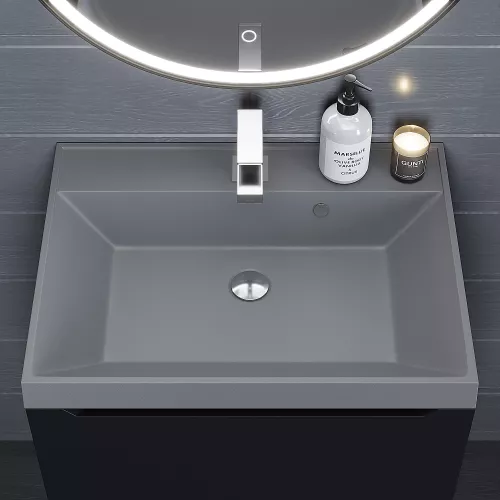 Раковина для ванной  Uperwood Classic Quartz, кварцевая, серая матовая, бетон, Выбрать цвет: Бетон, Выбрать размер: 60, изображение 5