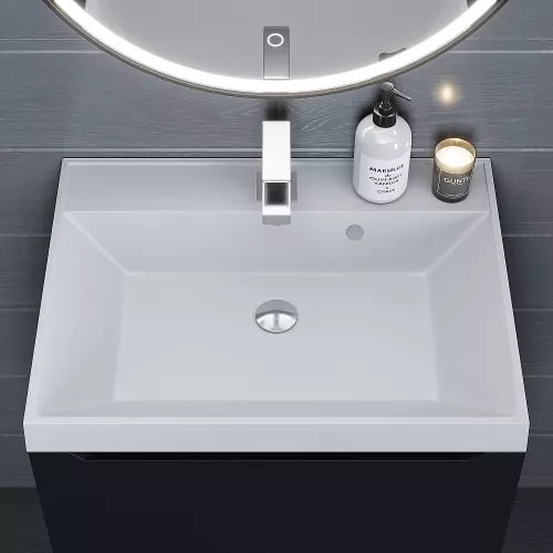 Раковина для ванной Uperwood Classic Quartz, кварцевая, белая матовая, жасмин, Выбрать цвет: Жасмин, Выбрать размер: 60, изображение 6