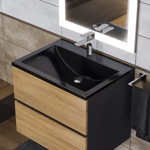 Раковина для ванной Uperwood Self  черная глянцевая, Выбрать цвет: Черный, Выбрать размер: 60, изображение 3