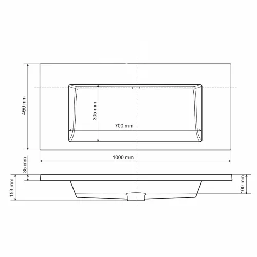 Раковина для ванной 100 см, Uperwood Infinity, без отверстия для смесителя, белая глянцевая, изображение 7