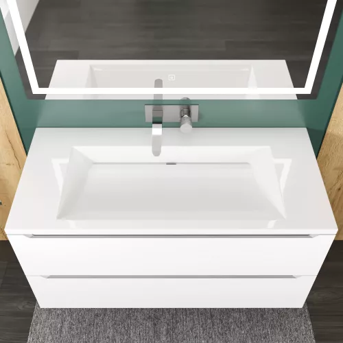 Раковина для ванной 100 см, Uperwood Infinity, без отверстия для смесителя, белая глянцевая, изображение 6