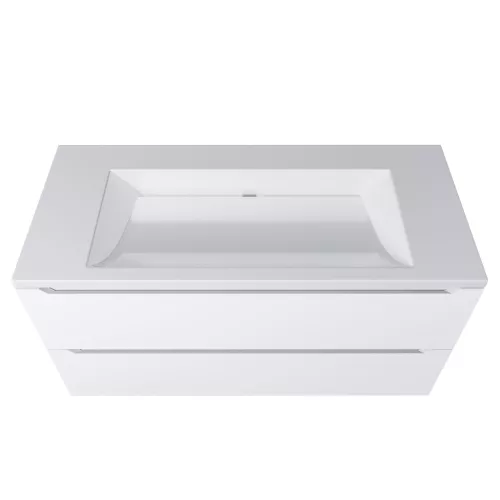 Раковина для ванной 100 см, Uperwood Infinity, без отверстия для смесителя, белая глянцевая, изображение 4