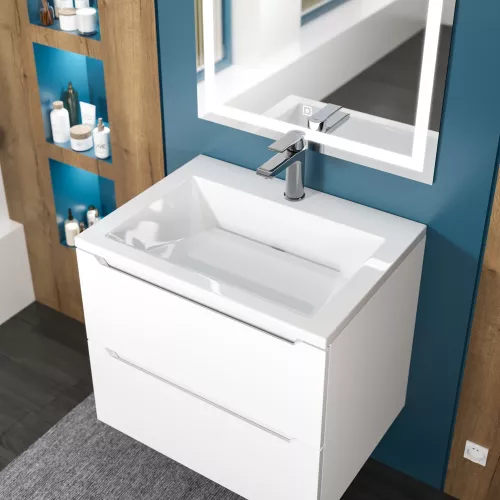 Раковина для ванной  Uperwood Olivia, с щелевым сливом, белая глянцевая, Выбрать цвет: Белый, Выбрать размер: 60, изображение 3