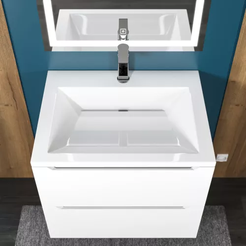 Раковина для ванной  Uperwood Olivia, с щелевым сливом, белая глянцевая, Выбрать цвет: Белый, Выбрать размер: 60, изображение 4