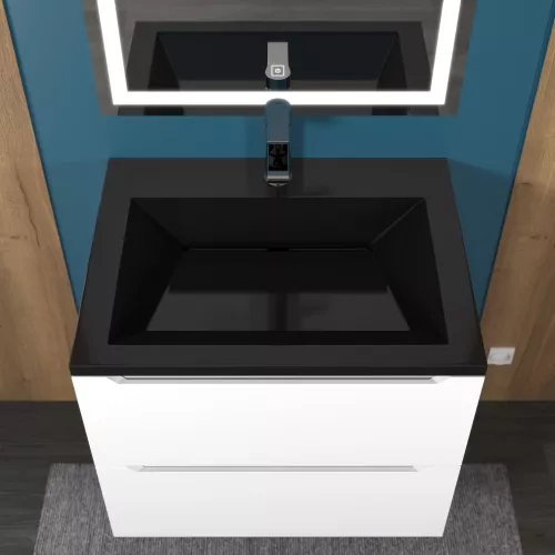 Раковина для ванной  Uperwood Olivia, с щелевым сливом, черная глянцевая, Выбрать цвет: Черный, Выбрать размер: 60, изображение 4