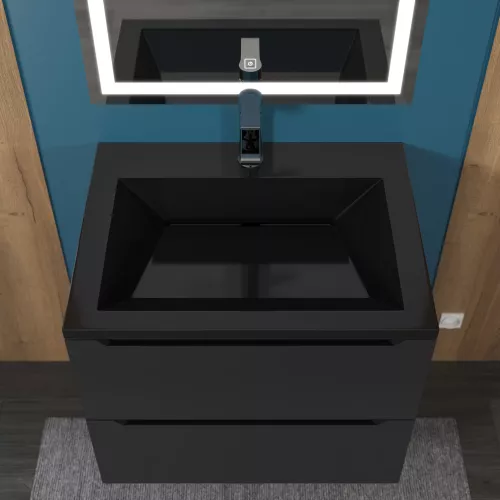 Раковина для ванной  Uperwood Olivia, с щелевым сливом, черная глянцевая, Выбрать цвет: Черный, Выбрать размер: 60, изображение 6