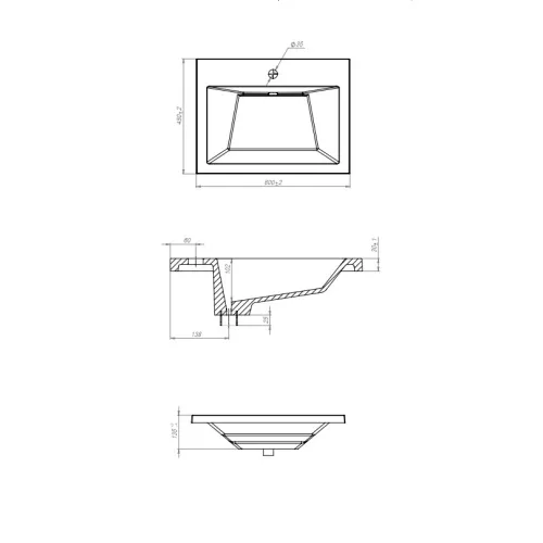 Раковина для ванной  Uperwood Olivia, с щелевым сливом, черная глянцевая, Выбрать цвет: Черный, Выбрать размер: 60, изображение 7