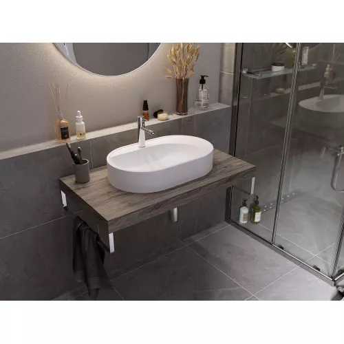 Раковина накладная для ванной Uperwood Luna 60х36х11,5 см, овальная, белая глянцевая, изображение 3