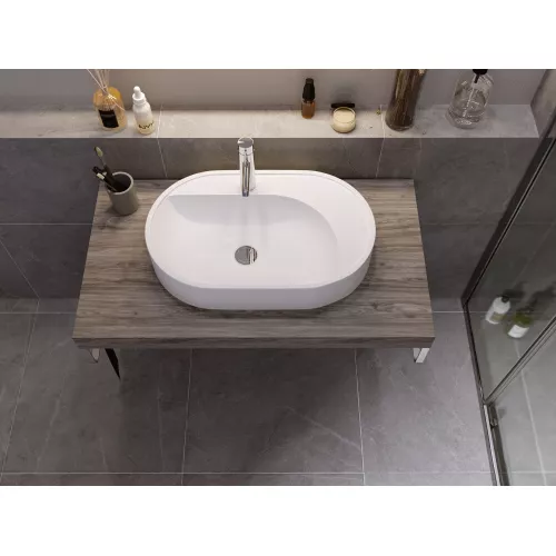 Раковина накладная для ванной Uperwood Luna 60х36х11,5 см, овальная, белая глянцевая, изображение 2